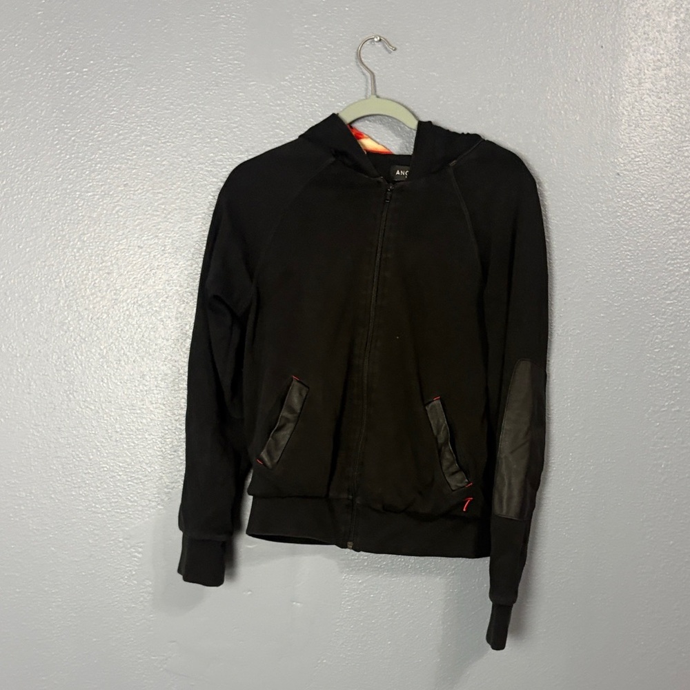 ANGLERO Black Zip-Up Hoodie with Accent Panels